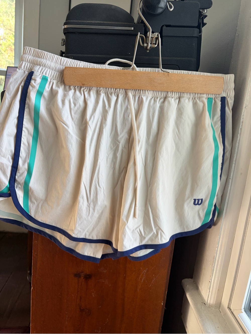 Wilson White Running Shorts with Teal & Navy Trim